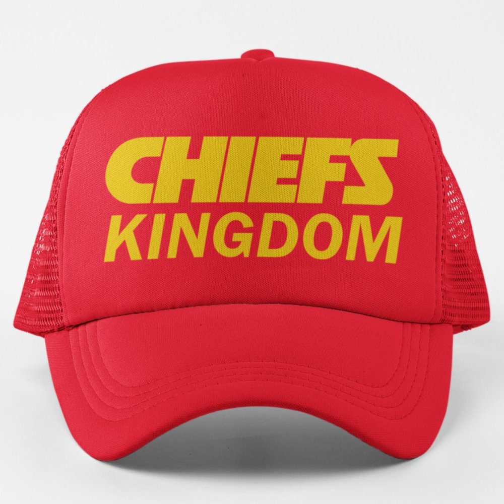 NEW Kansas City Chiefs Kingdom Wordmark Foam Trucker Mesh Snapback Hat RED
